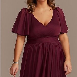 NEW Flutter Sleeve Crisscross Mesh Bridesmaid Dress from david’s bridal Size 22W